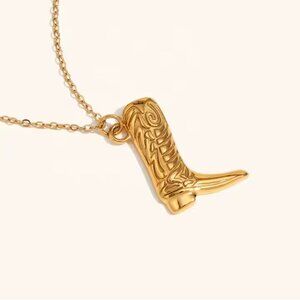 Passport Philosophy18K Gold Plated Stainless Steel Cowboy Boots Pendant Necklace